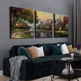thumbnail image 3 of Rosework Framed Canvas Wall Art, 30x40 Inch, 3 Panels Thomas Kinkade Garden Landscape Oil Painting, Made In USA, 3 of 6
