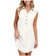 thumbnail image 1 of Vestido de Camisa de Cuello sin Mangas de Tamaño Más Alto, Color Sólido Mini Casual con Bolsillos para el Verano, 1 of 9