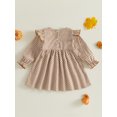thumbnail image 6 of Toddler Baby Girls Thanksgiving Outfit Turkey Bow Ruffle Smocked Dress Long Sleeve Plaid A-line Dress Fall Clothes 6M-5T, 6 of 9
