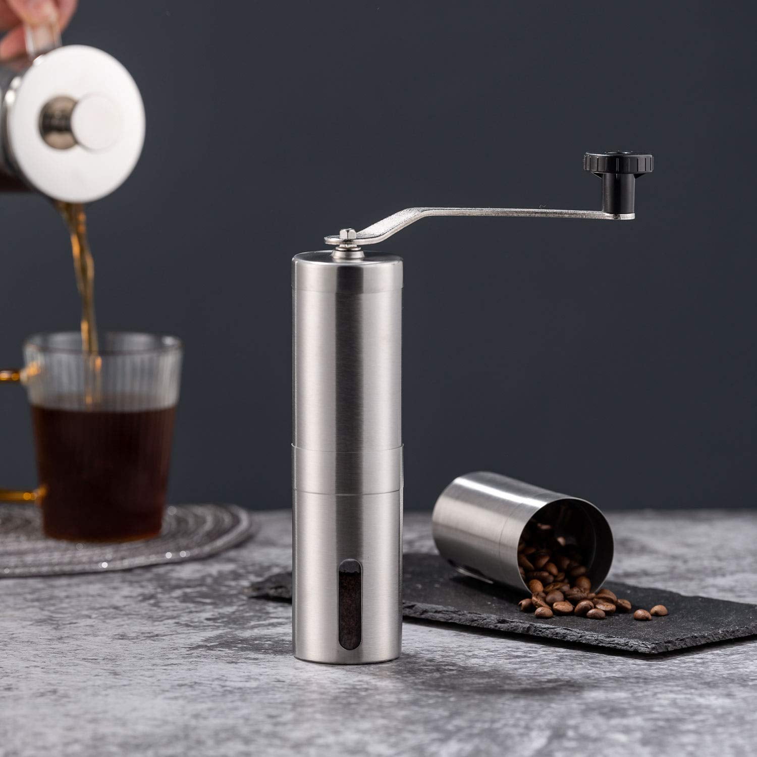 PARACITY Stainless Steel Manual Coffee Grinder for Aeropress, French Press, Espresso & Drip