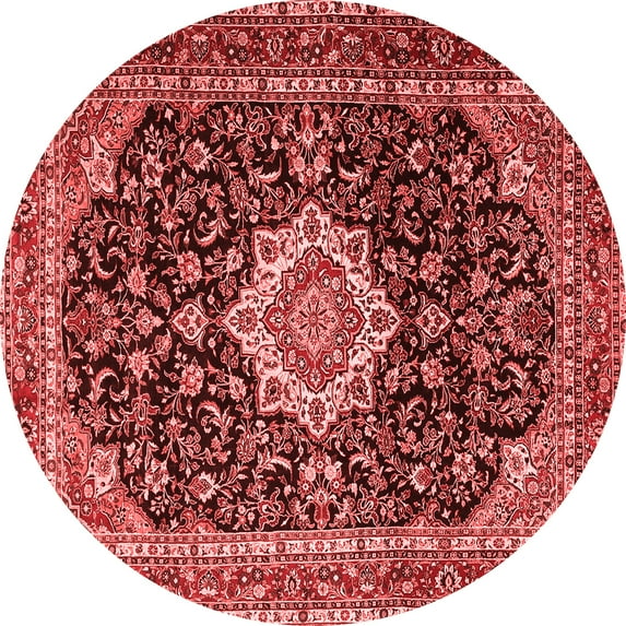 Ahgly Company Indoor Round Medallion Red Traditional Area Rugs, 8' Round