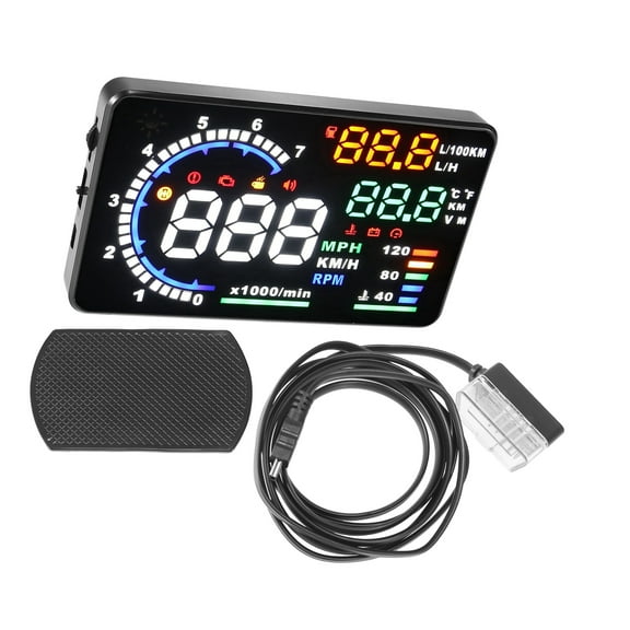 Unique Bargains 5.5" HUD Head Up Display Digital Speedometer 5-Color Windshield Screen