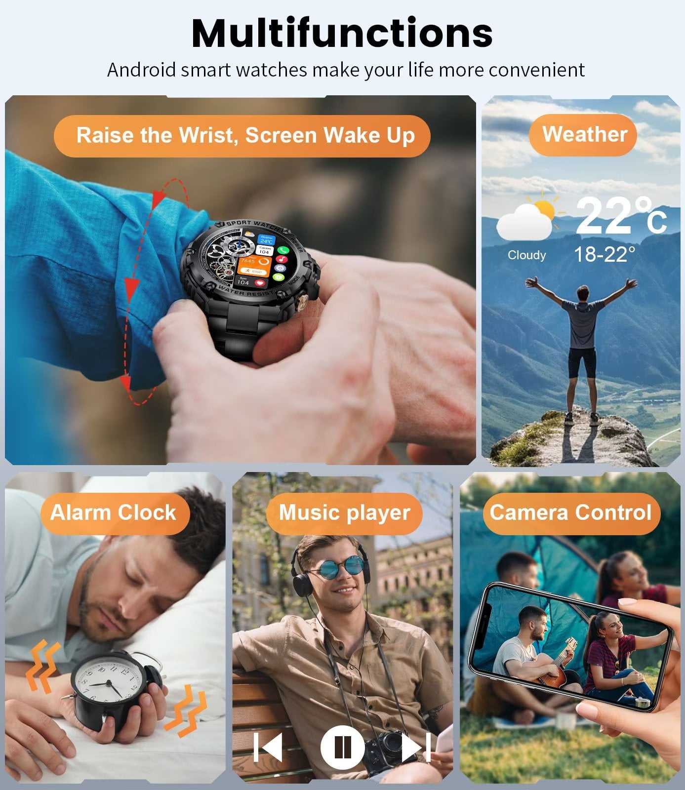 Acquista LIGE Smart Watch da uomo Sport militare Bracciale fitness Chiamata  Bluetooth IP68 Orologio impermeabile Touch screen completo da 1,95 pollici  Orologio intelligente con quadrante personalizzato
