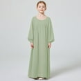 thumbnail image 2 of ZHOGXU Kids Girls Adorable Abaya Dresses Long Sleeve Slim Fit Casual Prayer Robe Dress Cute Boho Beach Vacation Bohemian Sundress, 2 of 3