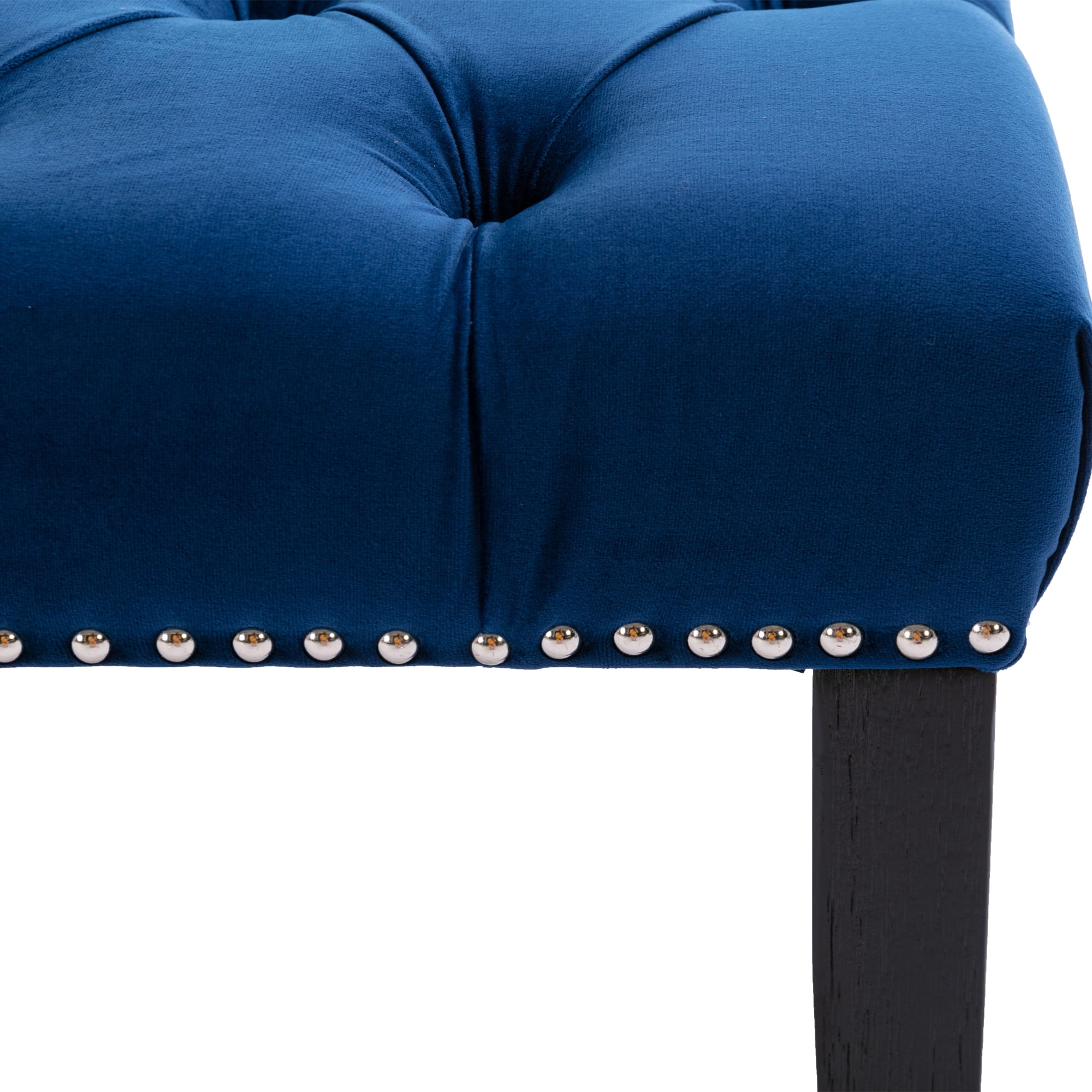 Heng Ming Upholstered Tufted Bench Ottoman, Velvet Dining Bench Bedroom Bench Footrest Stool Accent Bench for Entryway Dining Room Living Room, Blue