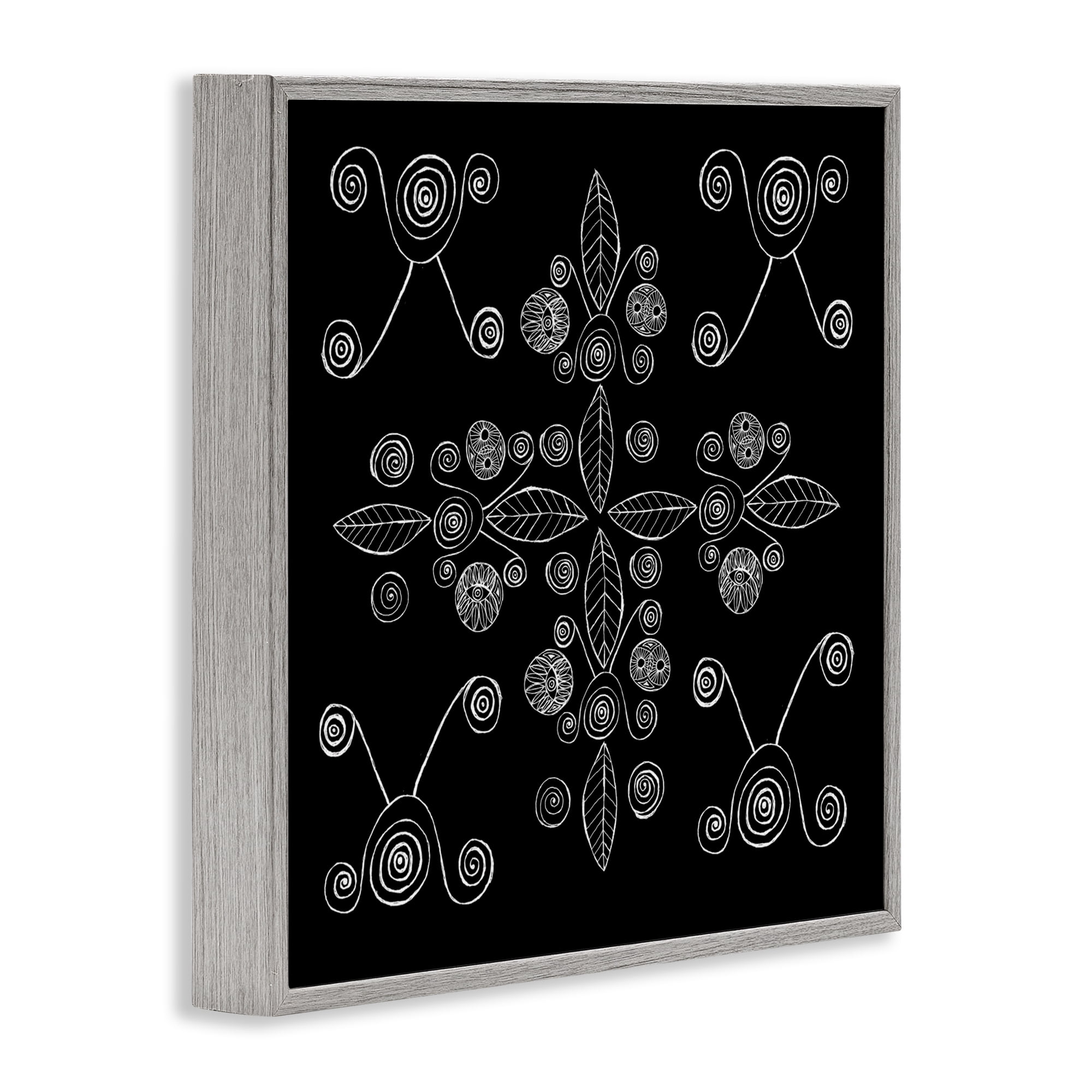Stupell Industries Geometrics & Leaf Fractals Gray Framed Giclee Art, design by El Perkin