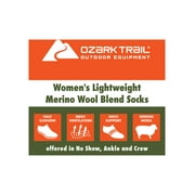 Ozark Trail Womens Merino Wool Blend No Show Tab Socks, 1 Pack