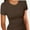 Brown, variant on Women's Crew Neck Ribbed Fitted Shirt, Basic Short Sleeves Slim Fit Tops Summer T Shirt
