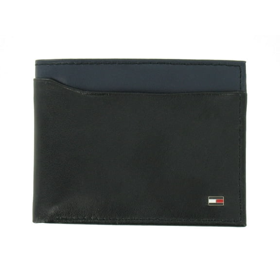 Tommy Hilfiger Men's Bi-Fold Wallet 2-Fold (Black/Navy)