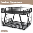 thumbnail image 4 of Leumius Queen over Queen Bunk Bed Frame with 2 Side Ladders, Metal Bunk Bed with Spdcial Support Leg Design and LED Light, Low Profile Bunk Bed for Teens Adults Black, 4 of 9