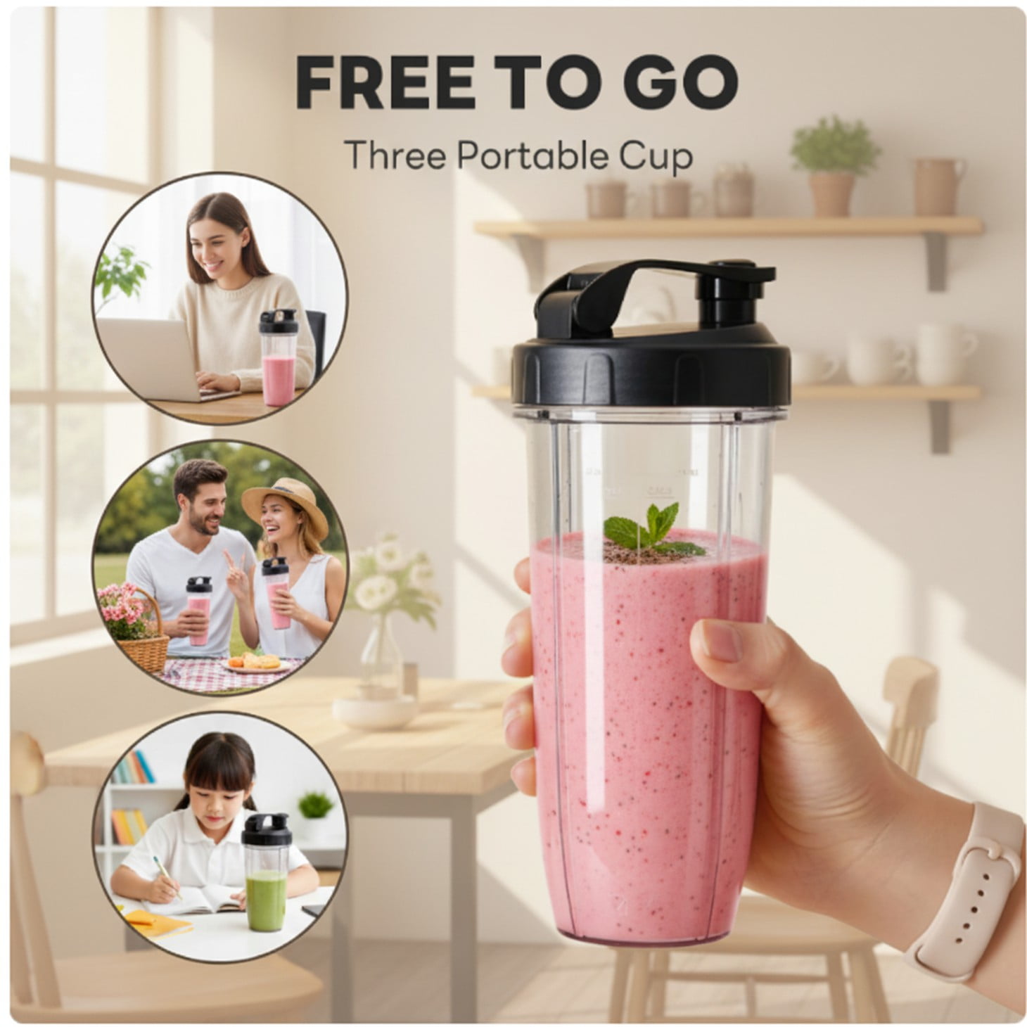 EDX 1L Stainless Steel Blender 800W 120V 60Hz Silver with 3 PCTG Cups(1L/0.7L/0.5L), 1 Travel Lid, 2 Storage Lids & 1 Blending Blade