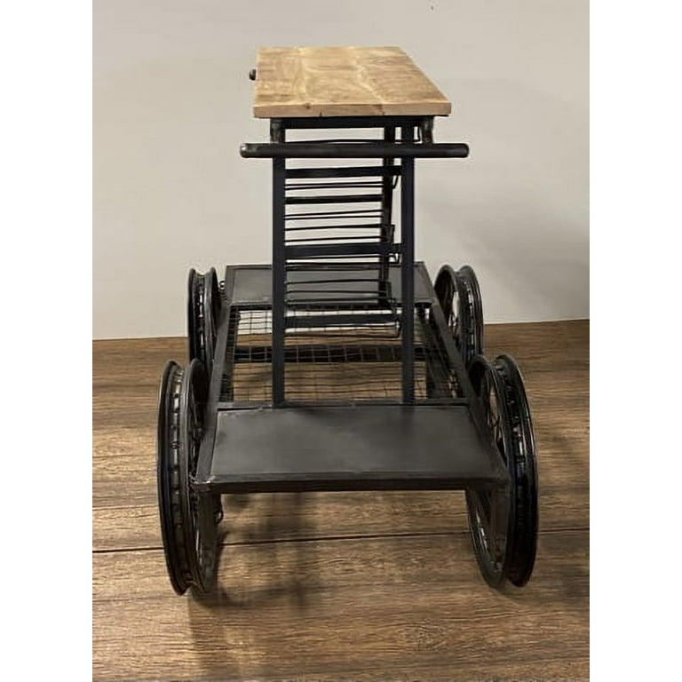 Rustic Black Rail Car Bar Cart Rustic Black Rail Car Bar Cart