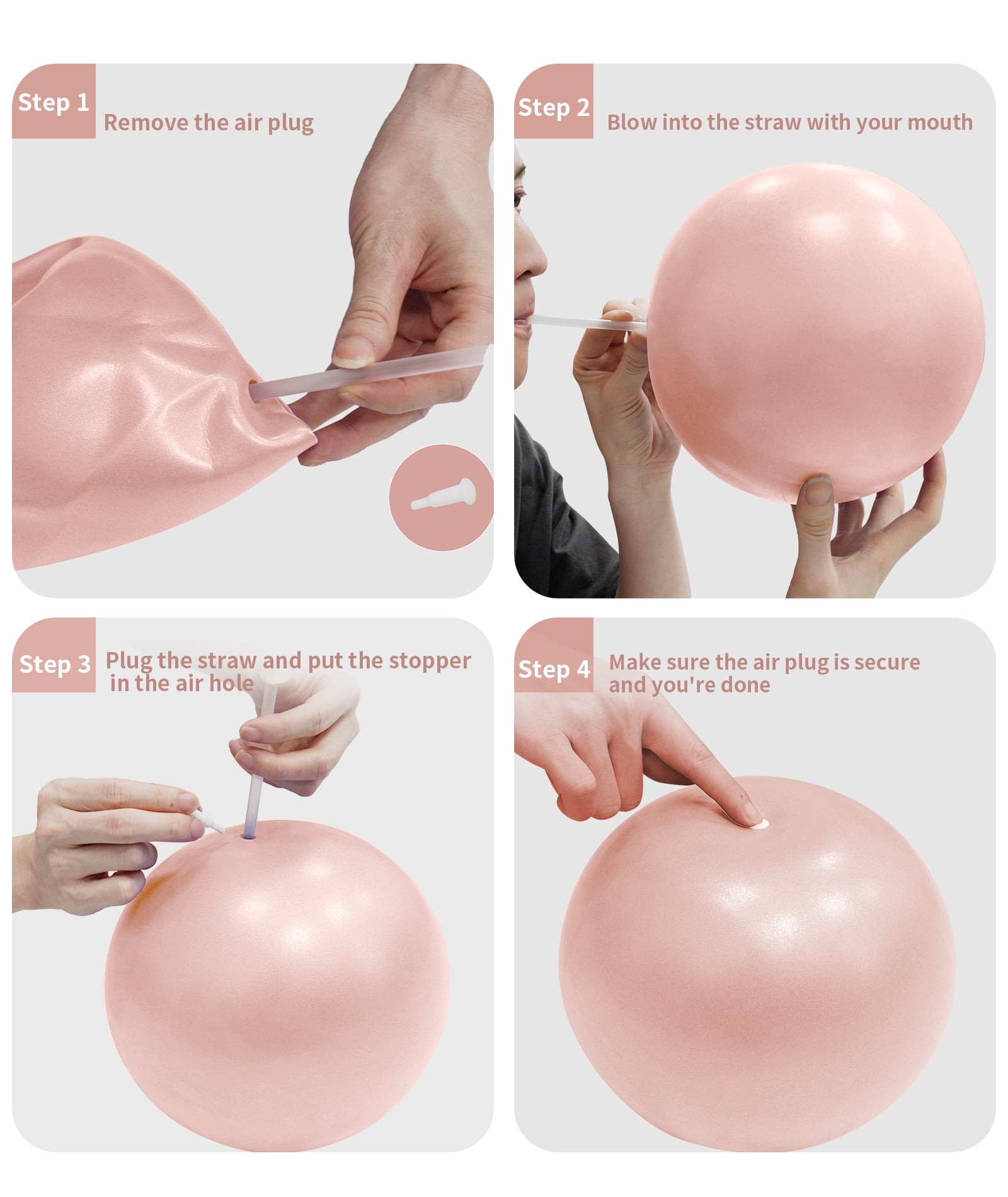 YR 9.8 inch Mini Yoga and Pilates Ball, Small Exercise Ball for Stability, Core Training and Physical Therapy, Pink
