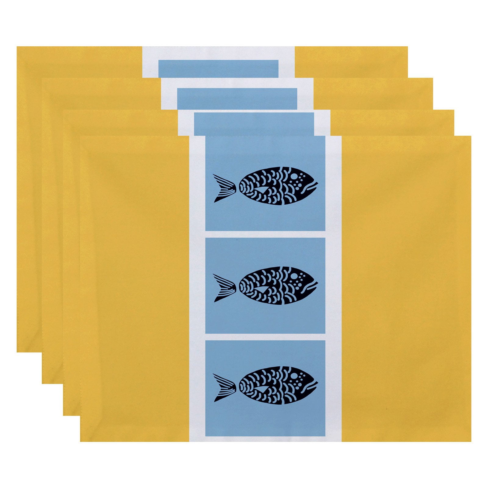 Simply Daisy 18" x 14" Fish Chips Animal Print Placemat, Set of 4