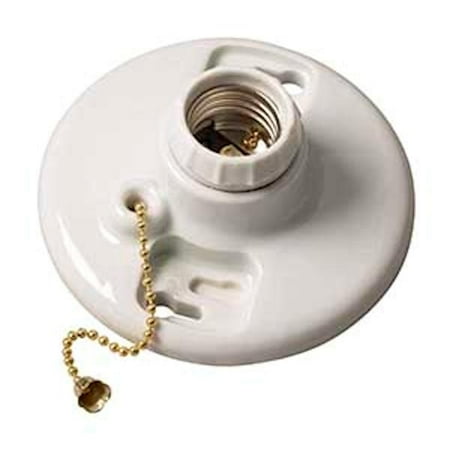 Porcelain Lampholder - EPCO 16502 - Standard Base Porcelain Lamp Holder with Pull Chain (Porcelain Lamp Holder: Pull Chain)