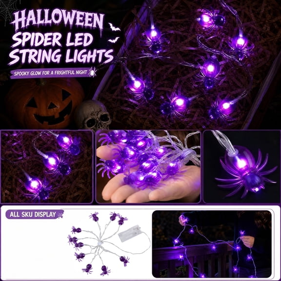 Purple Halloween Lights, Halloween Decorations Outdoor, Battery Operated Outdoor String Lights, Indoor Halloween Decorations, Spooky Halloween Decor, Halloween Party Decor, 10 Led
