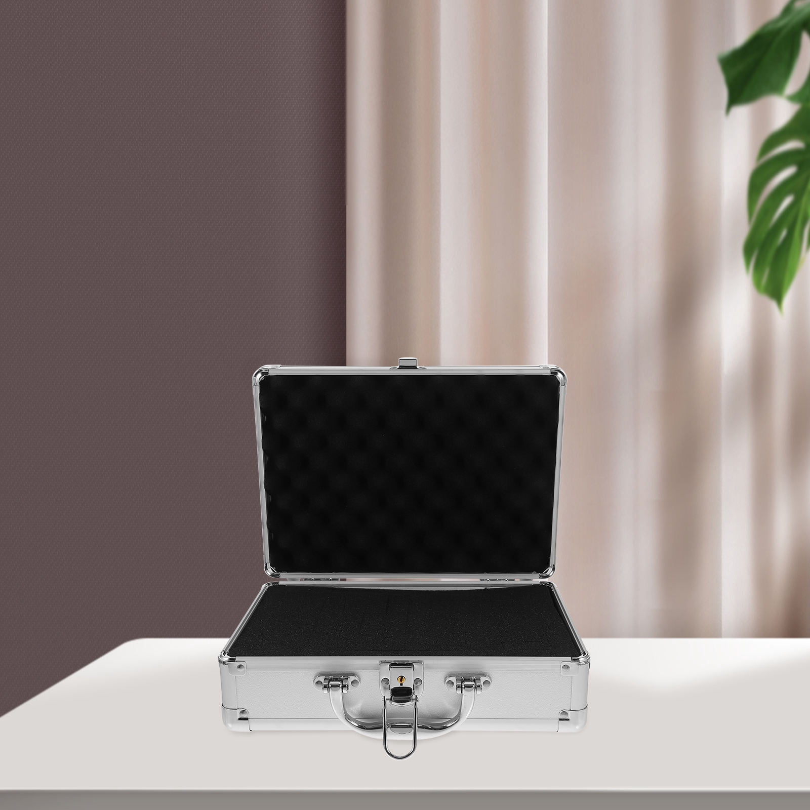 OUNONA Portable Aluminum Alloy Hard Case Briefcase with Protective Sponge Lining for Secure Storage and Easy Transport