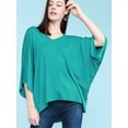 thumbnail image 4 of Made by Johnny Womens V-Neck Square Sleeves Oversized Loose Fit Top XXXL JADE, 4 of 6