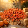thumbnail image 7 of Artificial Fall Hanging Flower Basket, 1Pc UV Resistant Faux Mums Hanging Planter, 13.7 x 19.5 Inch, No Foam, for Front Porch, Garden, Patio & Balcony Autumn Decor, 7 of 7
