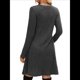 thumbnail image 4 of Vestido de Larga para Mujer, Cuello Redondo, Cintura Alta, Túnica con Bolsillos Gris XXL, 4 of 6