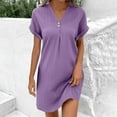 thumbnail image 3 of Womens T Shirt Dresses Summer Casual V Neck Short Sleeve Flowy Tshirt Dress Casual Loose Sundress, 3 of 9