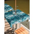 thumbnail image 2 of Outdoor Tablecloth with Umbrella Hole for Patio/Picnic/Party/Camping, Vintage Bohemia Waterproof Table Cloth Square Cover Washable, Country Bohemia Minimalist Art Teal Green (60"x 60"), 2 of 9