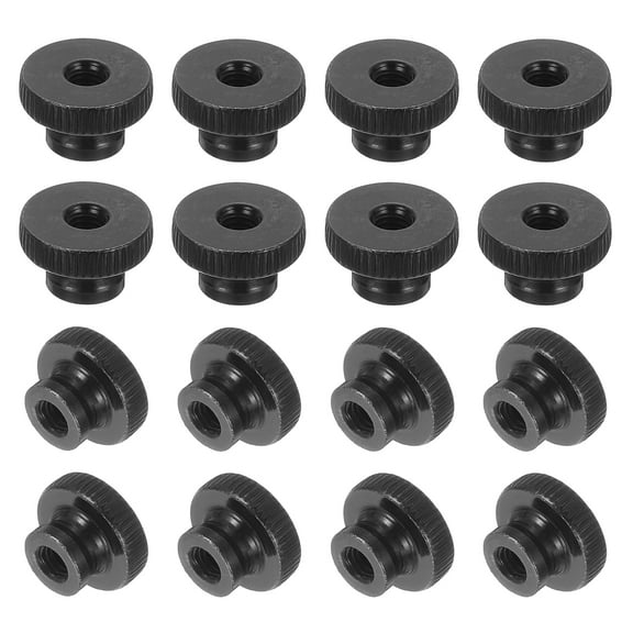 16Pcs Knurled Thumb Nuts, M6x12mm Carbon Steel Nut Iron Round Knobs Black