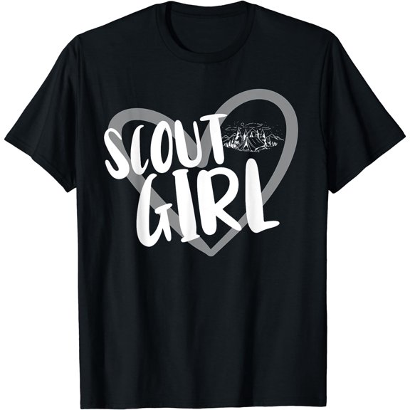 Scouting Funny Scout Girl Heart T-Shirt Black Large