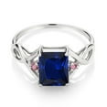 thumbnail image 2 of Gem Stone King 2.73 Ct Blue Created Sapphire Pink Lab Grown Diamond 925 Sterling Silver Ring (Size 5), 2 of 5