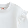 thumbnail image 5 of Nwiuh Toddler baby Girls Ruffle Sleeve Sweatshirt 6 Months-4 Years Solid Color Crewneck Cotton Pullover (White, 18-24 Months), 5 of 6