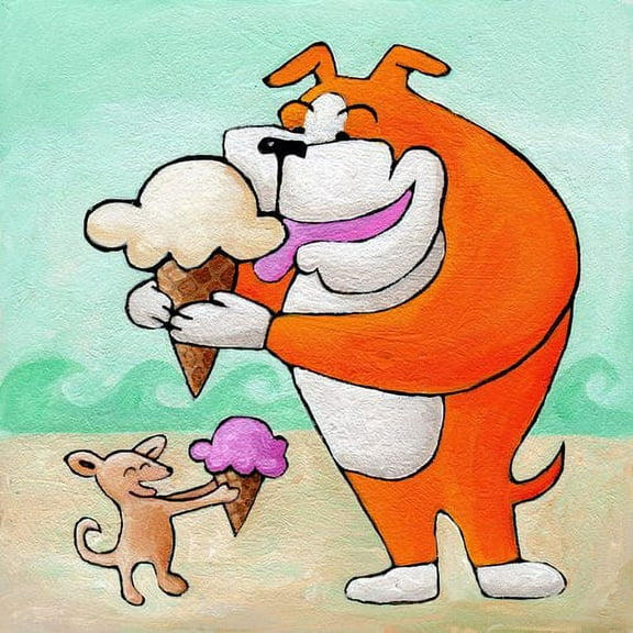 Marmont Hill "Give a Dog a Cone" by Janet Nelson Painting Print on Wrapped Canvas