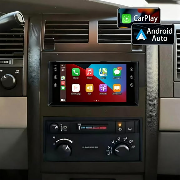Molaner Android 15 Double Din Car Stereo for Dodge Durango 2004-2013 with 7 inch Touchscreen Radio Fit for Wireless Carplay/Android Auto/GPS/Bluetooth/FM/AUX-in/Steering Wheel Controls, 2 32G