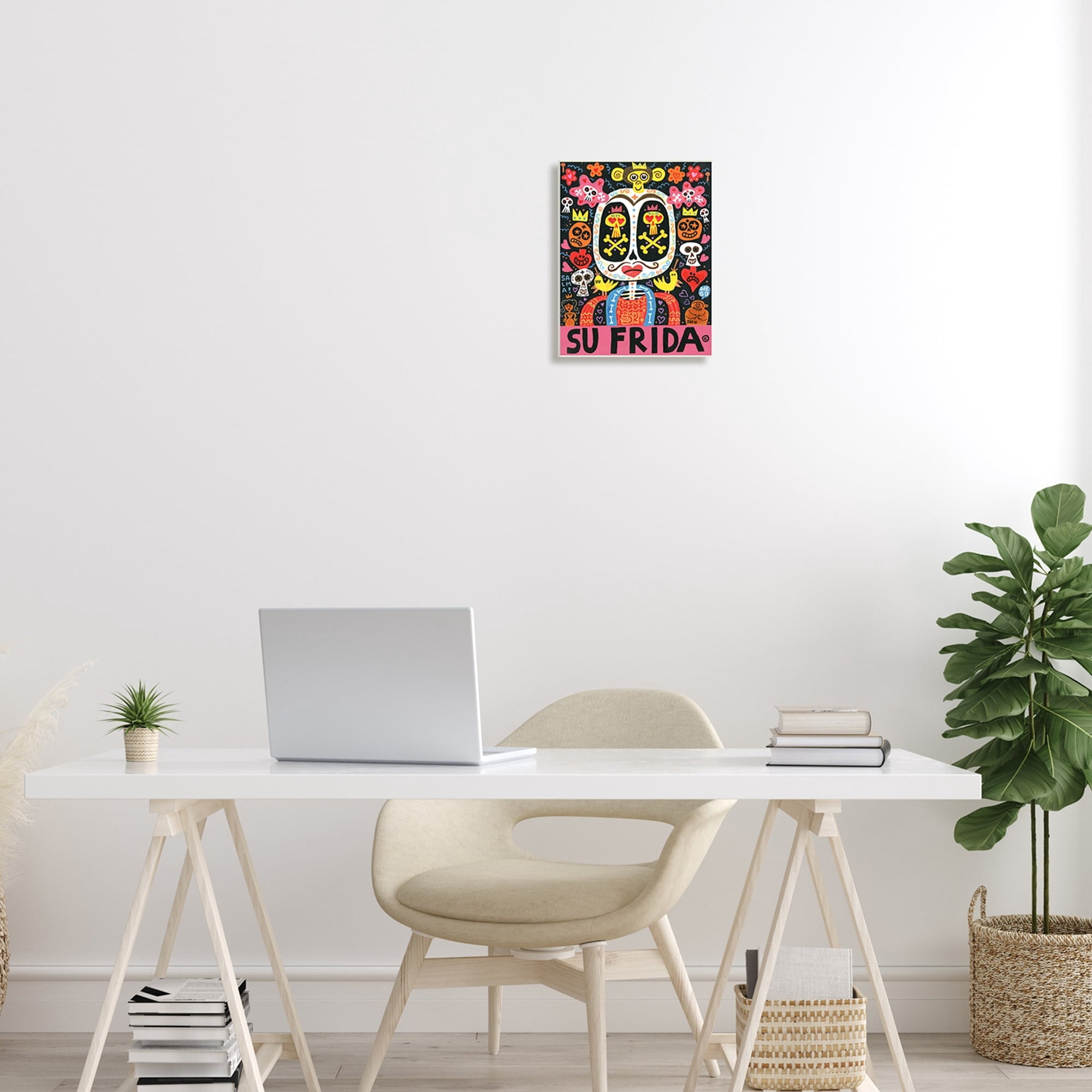 Stupell IndustriesFrida Wrestler Contemporary Pop Style Floral Collage Wood Wall Art, 10 x 15, Design by Jorge R. Gutierrez