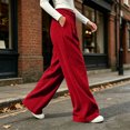 thumbnail image 4 of Women Corduroy Wide Leg Pants High Waist Button Zipper Pleated Trousers Loose Casual Palazzo Pants with Pockets, 4 of 9