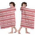 thumbnail image 4 of Red Christmas Striped Pattern (2) Hooded Bath Towel，60"x35" for Ages 3 To 12 Kids, Quick Dry Lightweight Soft Microfiber Hood Beach Towel Cover Up for Kids, 4 of 7