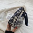 thumbnail image 3 of Bolsa retro para axilas de lona con estampado a cuadros para mujer, de mano pequeño para vagabundos (azul oscuro) Ehuebsd Para Estrenar, 3 of 9