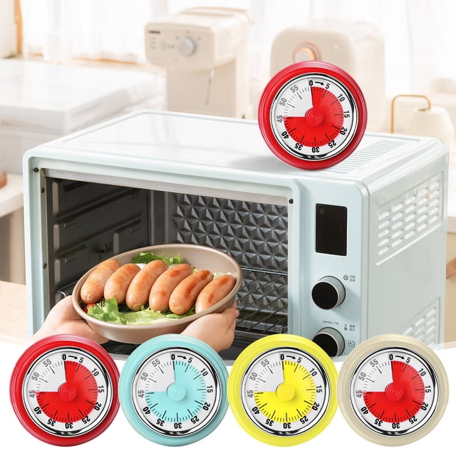 Kitchen Timer 60 Minute Mechanical Kitchen Timer with Magnet White Stainless Steel Cooking Timer for Baking Soup Reminder(1Pcs) Rkxzt
