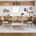 thumbnail image 2 of Modern 6-Piece Half Round Dining Table Set for 6, 59" L Rectangular Table with 4 Upholstered Chairs & 1 Bench, Solid Wood Kitchen Dining Rooms Table Set for Kitchen, 2 of 11