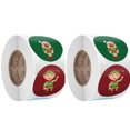 thumbnail image 1 of Qianli Christmas Stickers Tacks Xmas Holiday Gift Stickers, 1000Pcs Kraft Paper Adhesive Labels Round Shape Sticker Label, DIY Gift Wrapping 2.5cm, 1 of 4