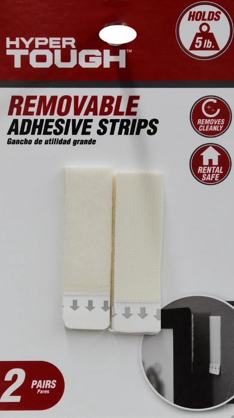 (6 pack) Hyper Tough, Large Removable Picture Strips, 2 Pairs of White Picture Hanging Strips, Holds 5 lbs