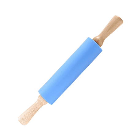 

Mini Silicone Rolling Pin for Baking - Nonstick Surface Wooden Handle Blue Large