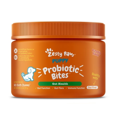 Zesty Paws Puppy Probiotic Bites Pumpkin Flavor Dog Supplement, 90 Count