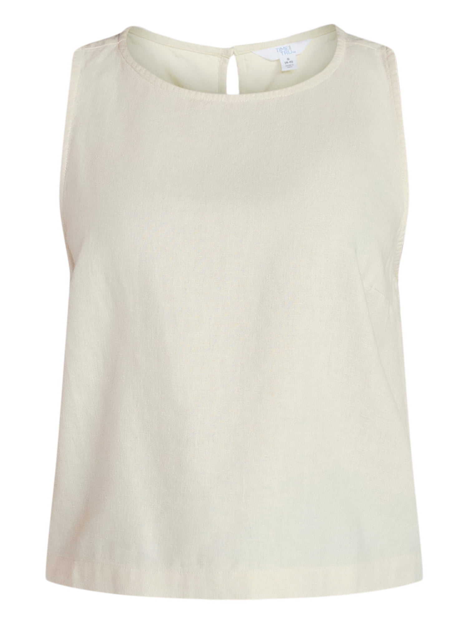 Time and Tru Women’s Linen Blend Sleeveless Top, Sizes XS-XXXL