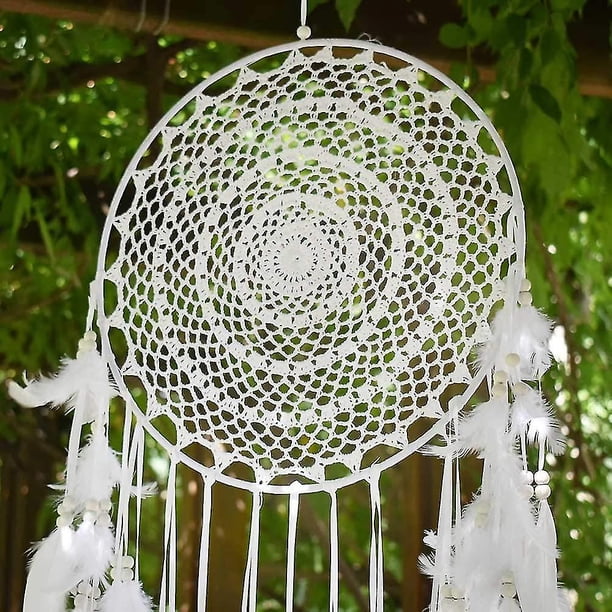 Atrapasueños YONGSHENG Bohemio Grande 35 cm Blanco 110 cm Largo