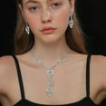 thumbnail image 3 of Sparkling Bridal Wedding Jewelry for Women Set Crystal Y-Necklace Tassel Necklace Rhinestone Teardrop Dangle Drop Earrings Brides Bridesmaids Weddings Party Prom Jewelry, 3 of 6