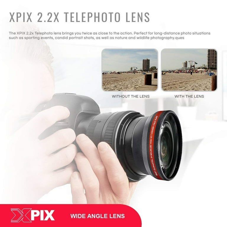 Wide Angle and Telephoto Lens Kit 58mm for Canon EOS Digital Rebel T3i T4I T2IX