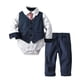 thumbnail image 1 of Conjunto de ropa de mameluco para bebé con sombrero de lazo, traje de verano a rayas para caballero con lazo, conjunto de mono para niño pequeño, ropa infantil para niño Tan Jianjun  unisex, 1 of 2