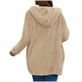 thumbnail image 6 of Fall Outfits for Women 2025 Cardigan Sweaters for Women Solid Winter Faux Coats Long Sleeve Hoddede Pockets Fleece Jacket Casual Trendy Outerwear, 6 of 8
