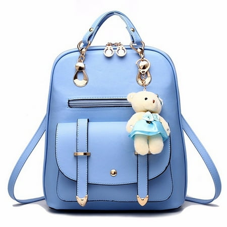 Cute Fashion Sweet Bear Women PU Leather School College Backpack For Adults Travel Book Bags
