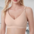 thumbnail image 2 of Siilsaa Smooth Wireless Bras for Women No Underwire Comfort Seamless Bra Lift V Neck Bralettes with Bra Extender Beige,M, 2 of 4